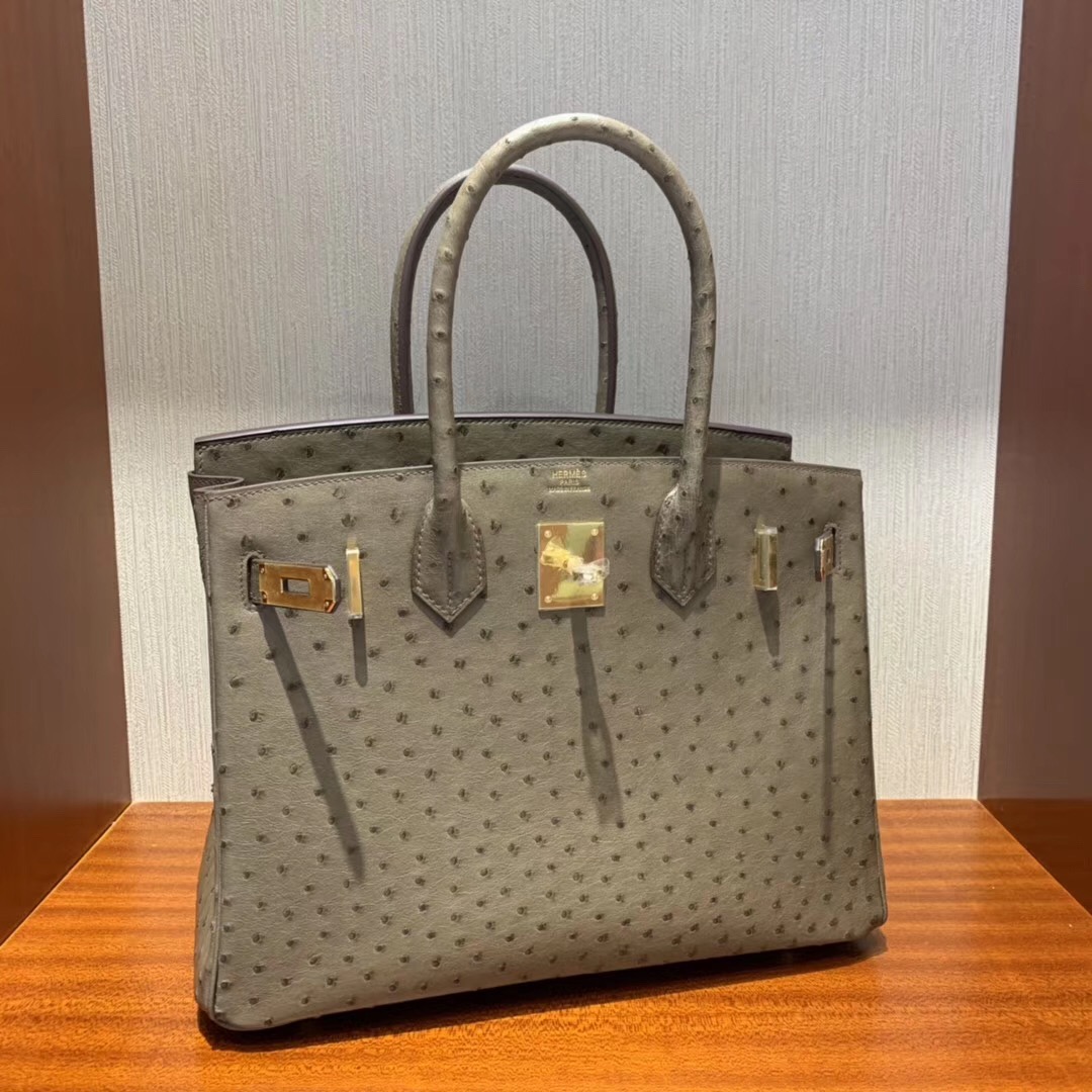 澳門愛馬仕鉑金包價格 Hermes Birkin 30cm ostrich CK18 大象灰 etoupe