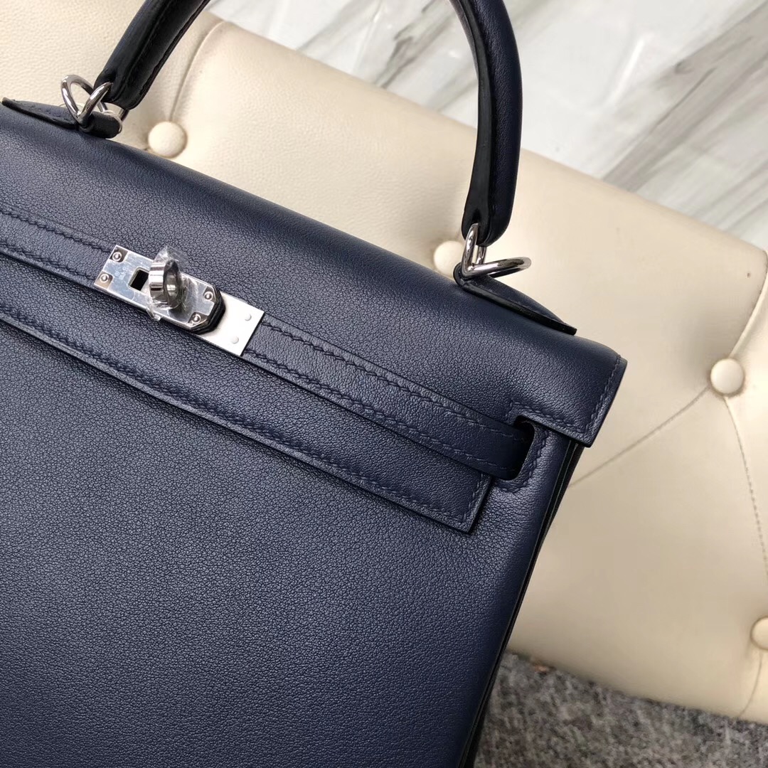 Australia Hermes Kelly 25cm Swift CK73寶石藍 Blue Sapphire 銀扣