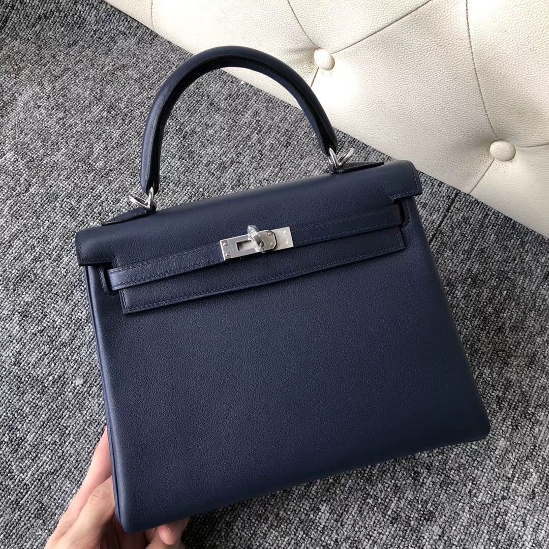 Australia Hermes Kelly 25cm Swift CK73寶石藍 Blue Sapphire 銀扣