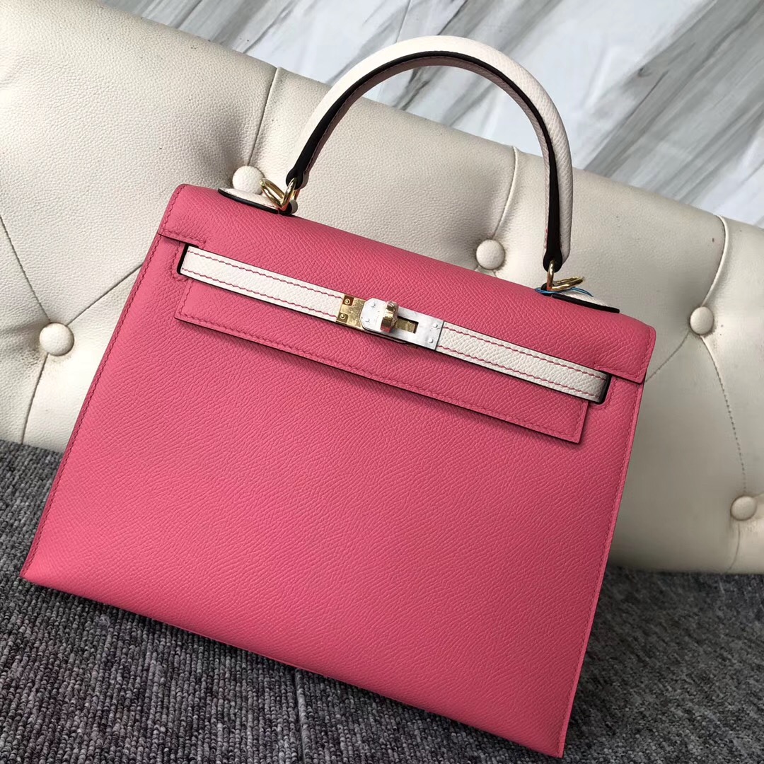 愛馬仕臺灣新竹市專賣店 Taiwan Hermes Hss Kelly 25cm 8W新唇膏粉/CK10奶昔白