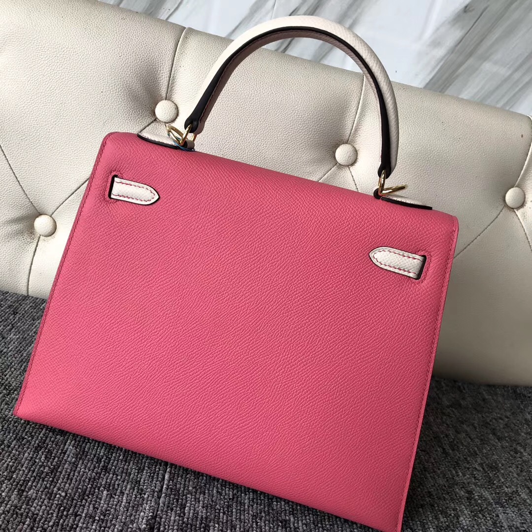 愛馬仕臺灣新竹市專賣店 Taiwan Hermes Hss Kelly 25cm 8W新唇膏粉/CK10奶昔白