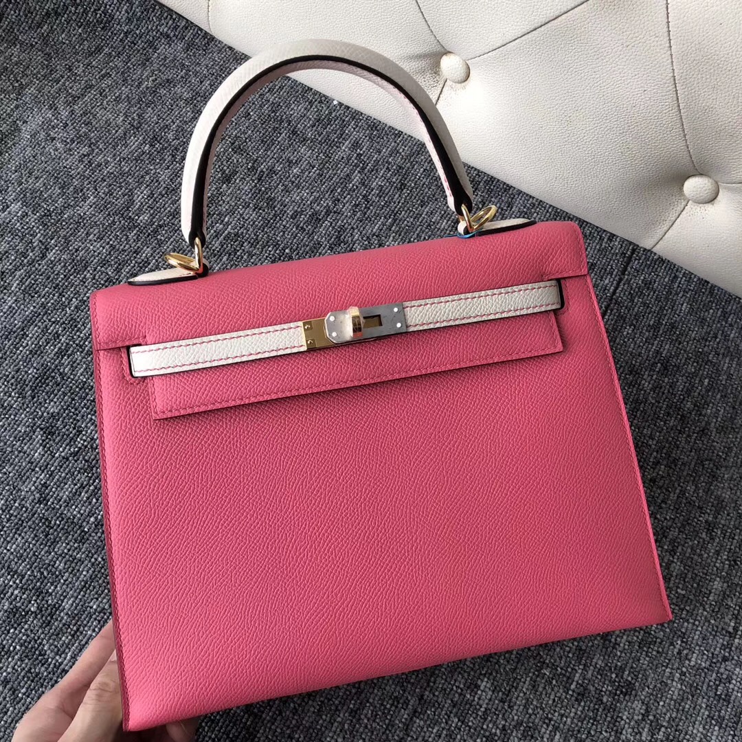 愛馬仕臺灣新竹市專賣店 Taiwan Hermes Hss Kelly 25cm 8W新唇膏粉/CK10奶昔白