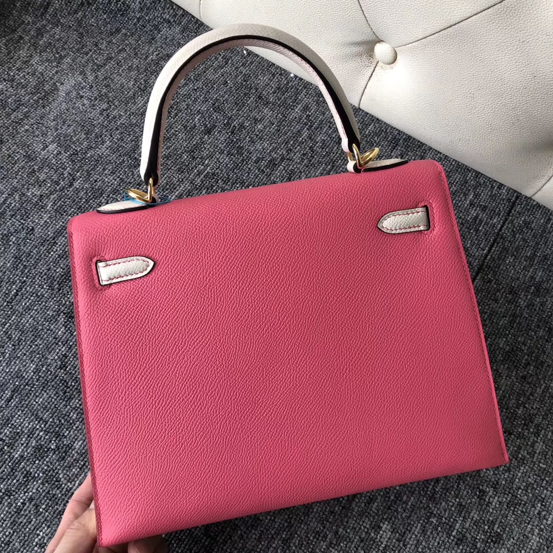 愛馬仕臺灣新竹市專賣店 Taiwan Hermes Hss Kelly 25cm 8W新唇膏粉/CK10奶昔白