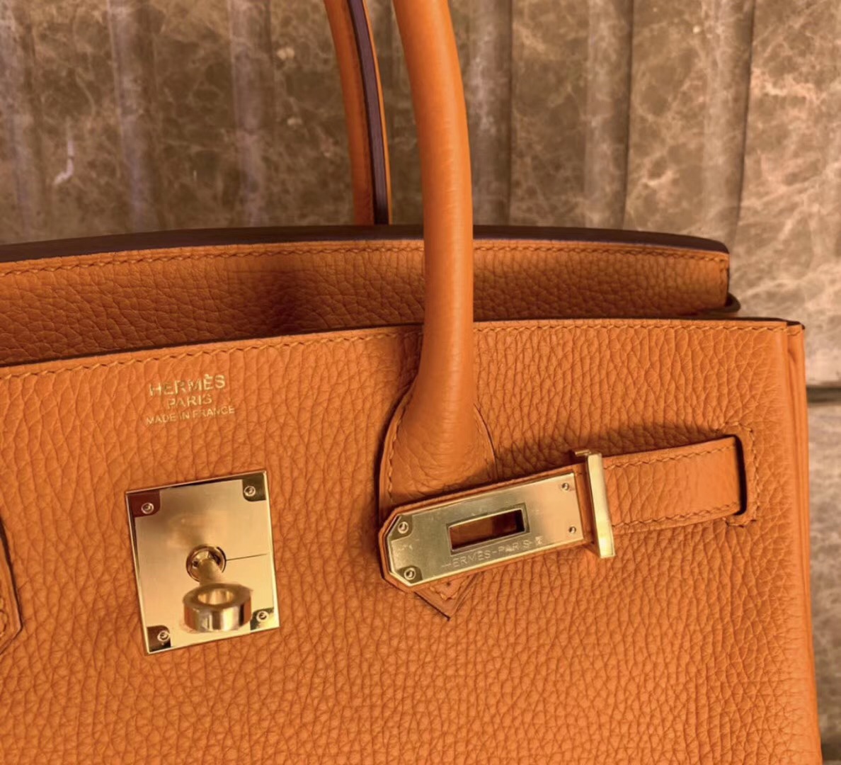 Hermes Togo Calf Kelly 25cm Bag in CC63 Vert Amande Gold Hardware in 2023