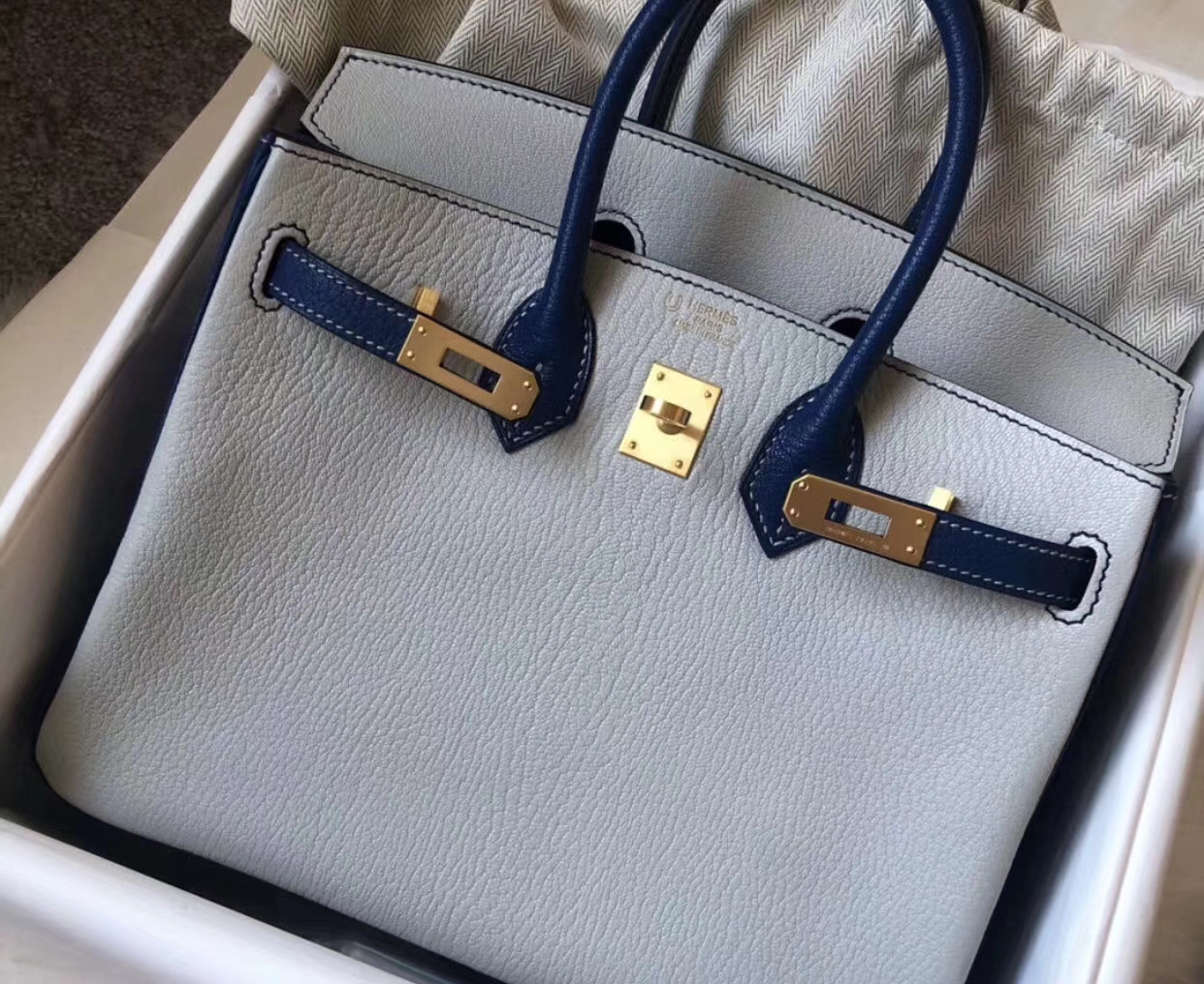 Hermes HSS Birkin 25cm Chevre 8U冰川藍 Blue Glacierw CK73 Blue sapphire