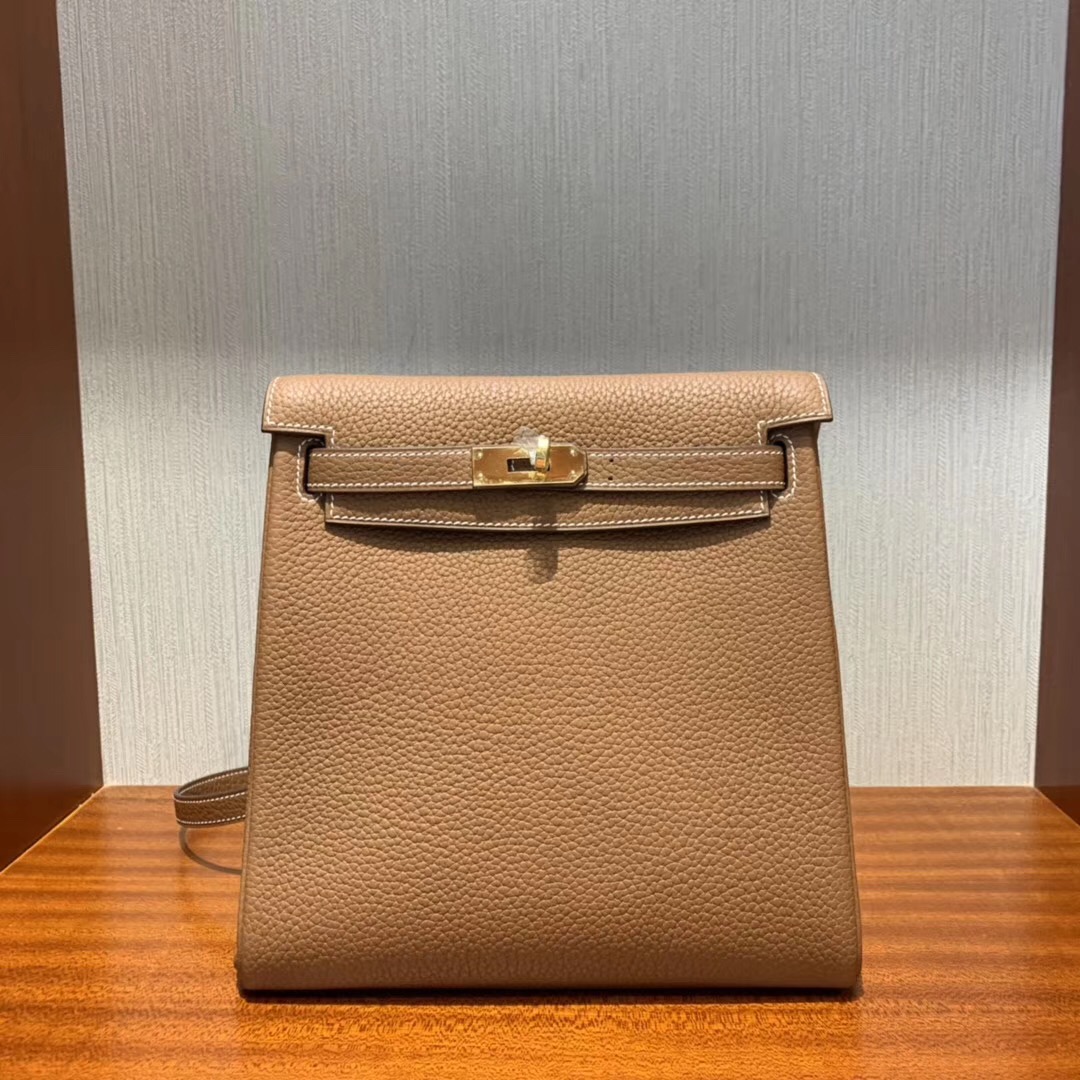 Singapore Hermes Kelly ado Backpack CK37 Gold 金棕色 taurillon Clemence