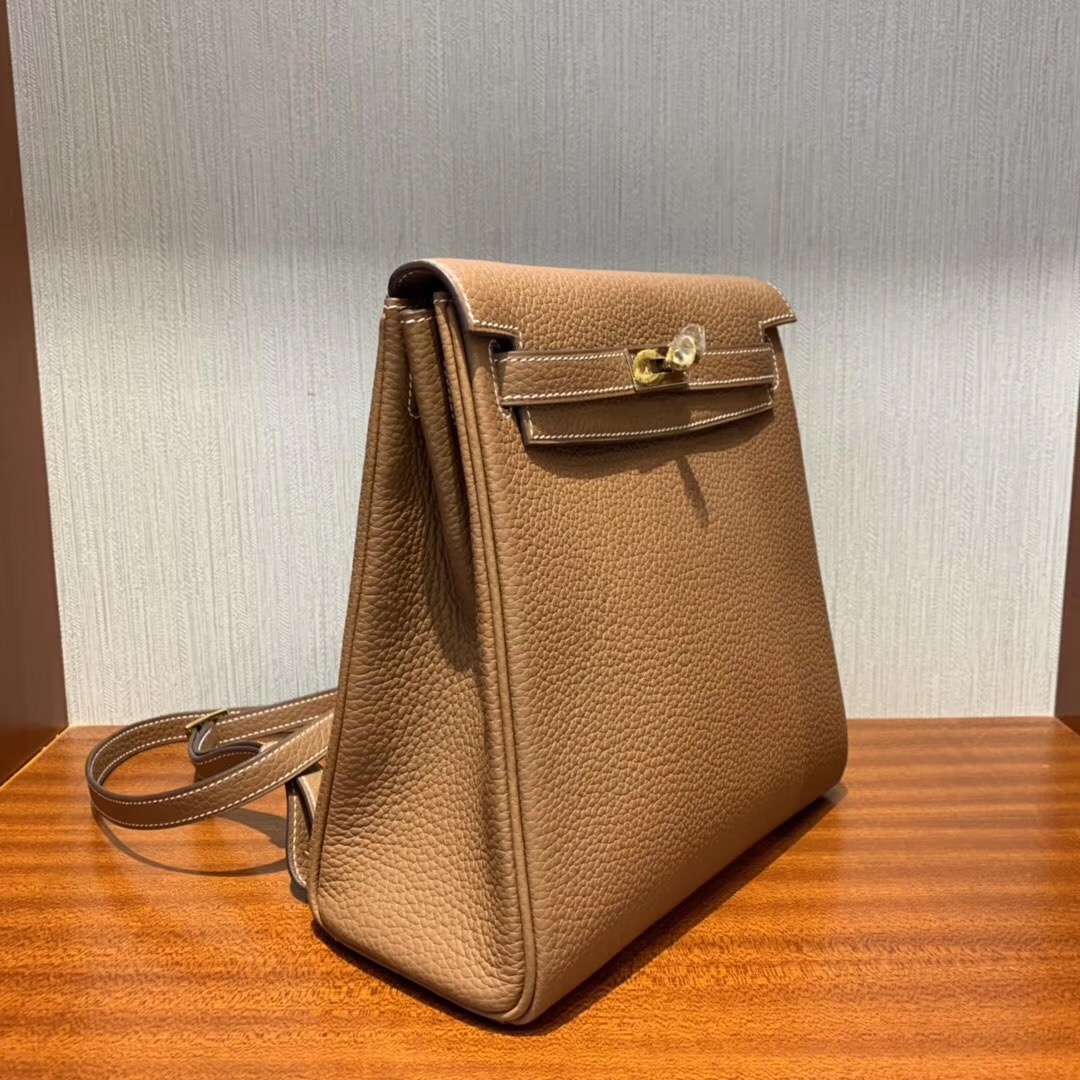 Singapore Hermes Kelly ado Backpack CK37 Gold 金棕色 taurillon Clemence