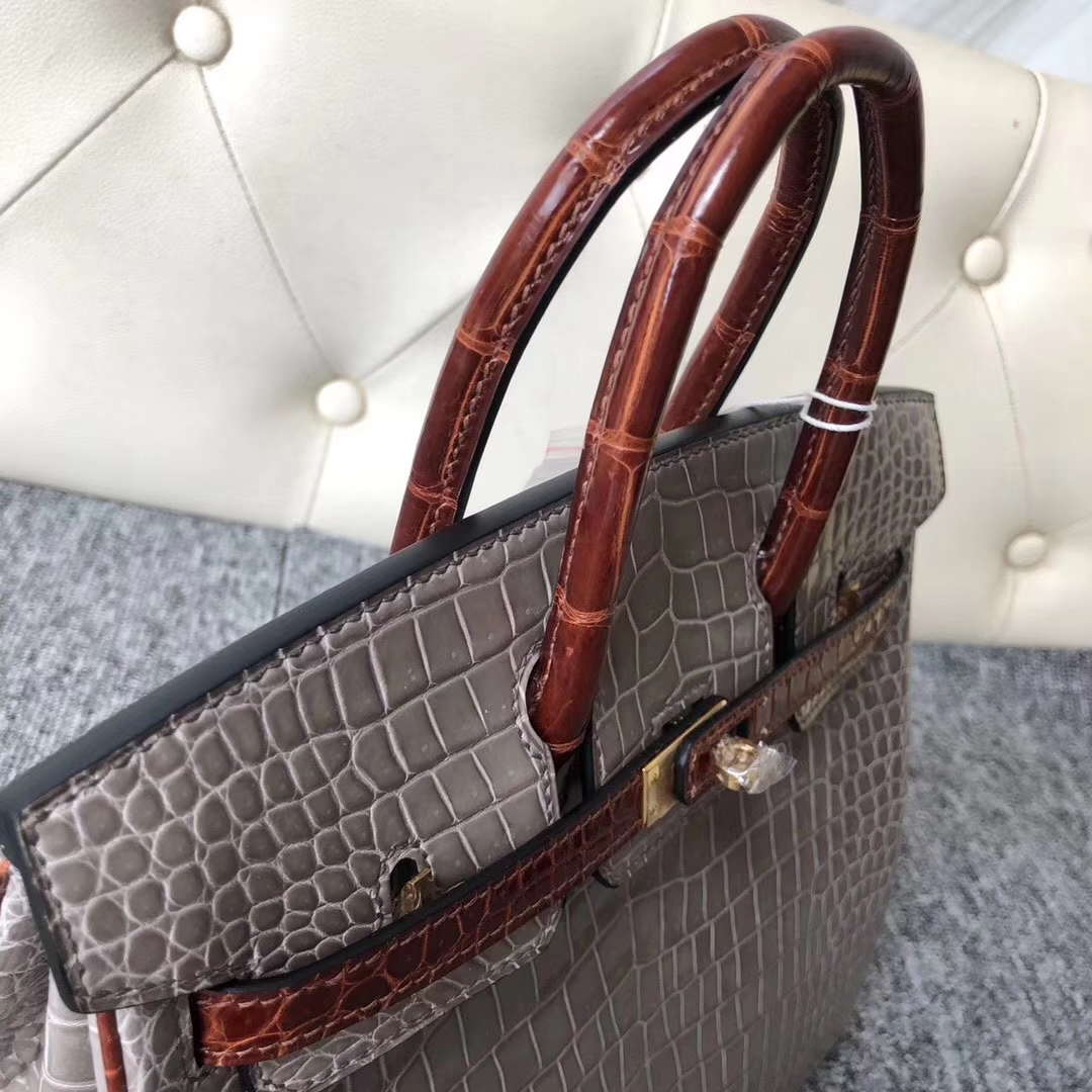 臺灣基隆市愛馬仕鉑金包 Hermes Birkin 25cm CK81斑鳩灰 /CK31蜜糖棕Miel