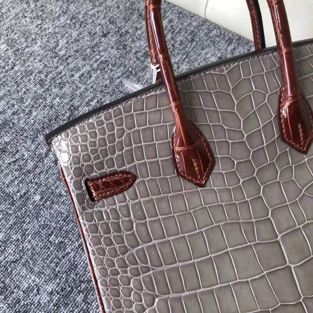 臺灣基隆市愛馬仕鉑金包 Hermes Birkin 25cm CK81斑鳩灰 /CK31蜜糖棕Miel