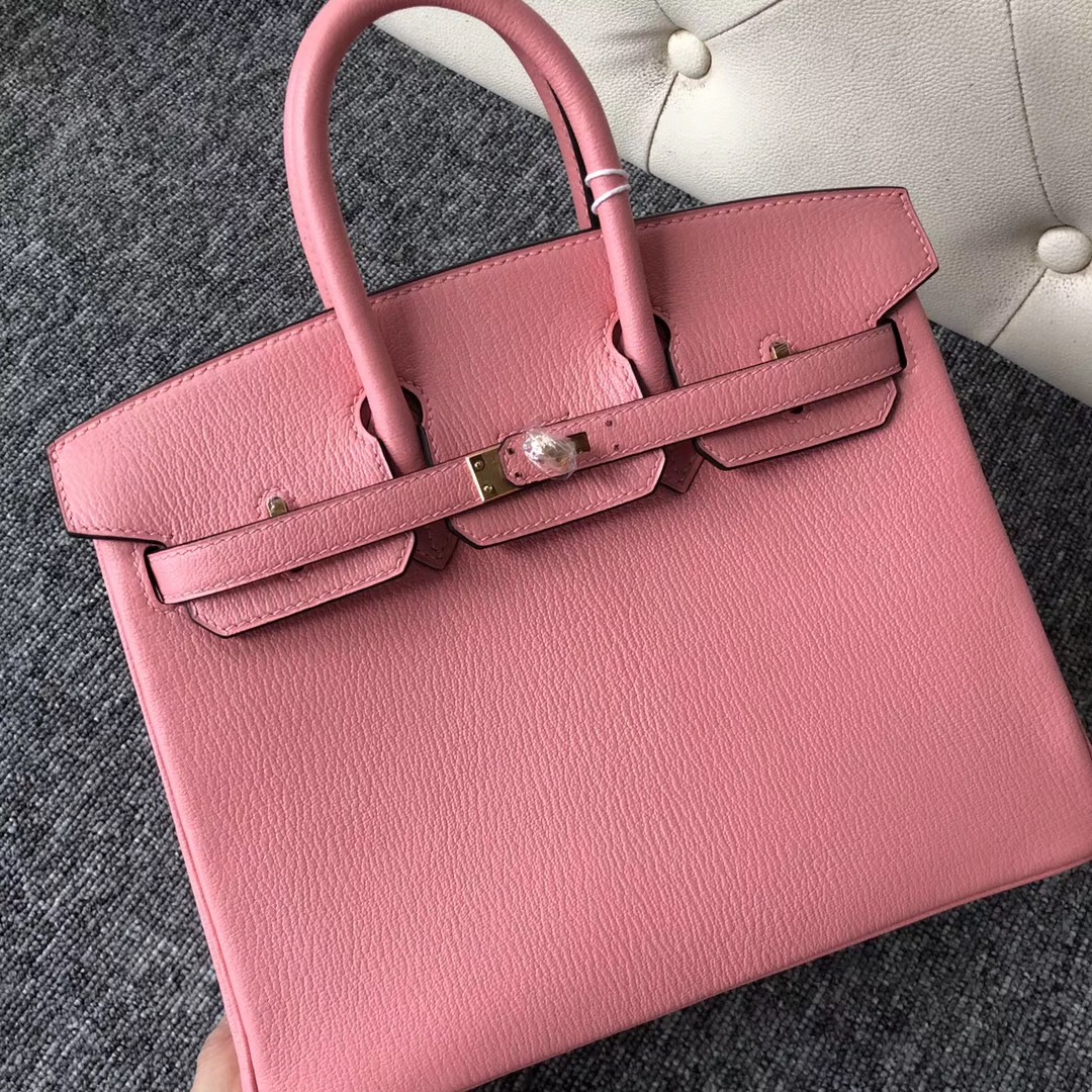 Hermes Birkin 25cm Chevre 山羊皮 1Q Rose Confetti 奶昔粉 金扣