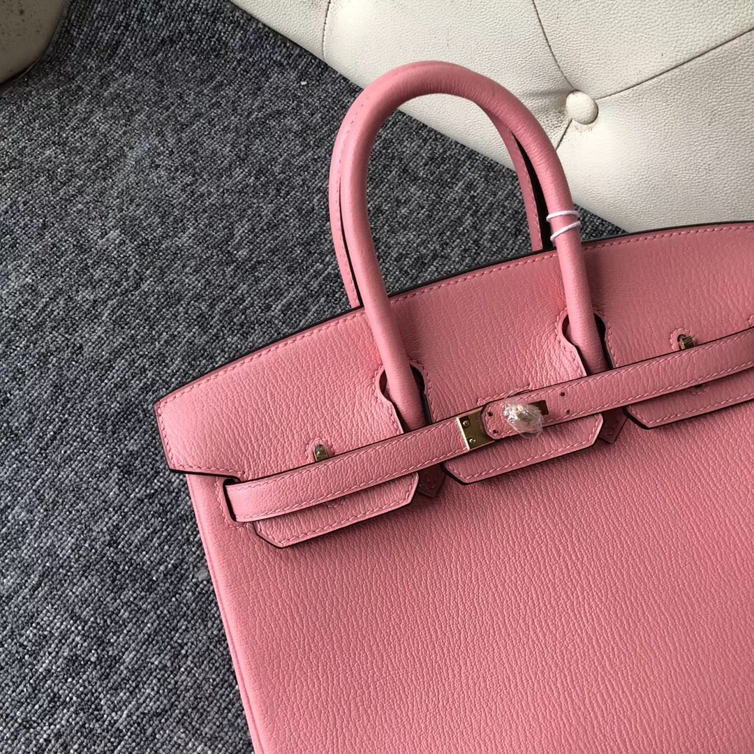 Hermes Birkin 25cm Chevre 山羊皮 1Q Rose Confetti 奶昔粉 金扣