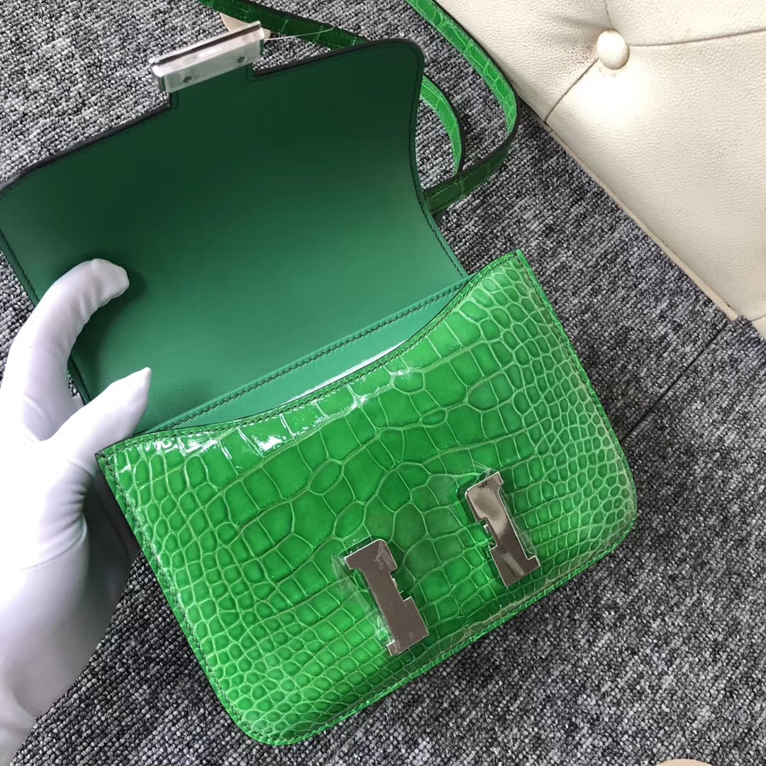 臺北鉑金包價格 Hermes Constance 19cm 1L仙人掌綠 Cactus 美洲鱷