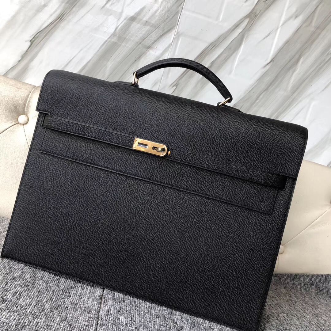 澳洲Hermes價錢 愛馬仕公文包 Hermes Kelly Depeches CK89黑色 Noir