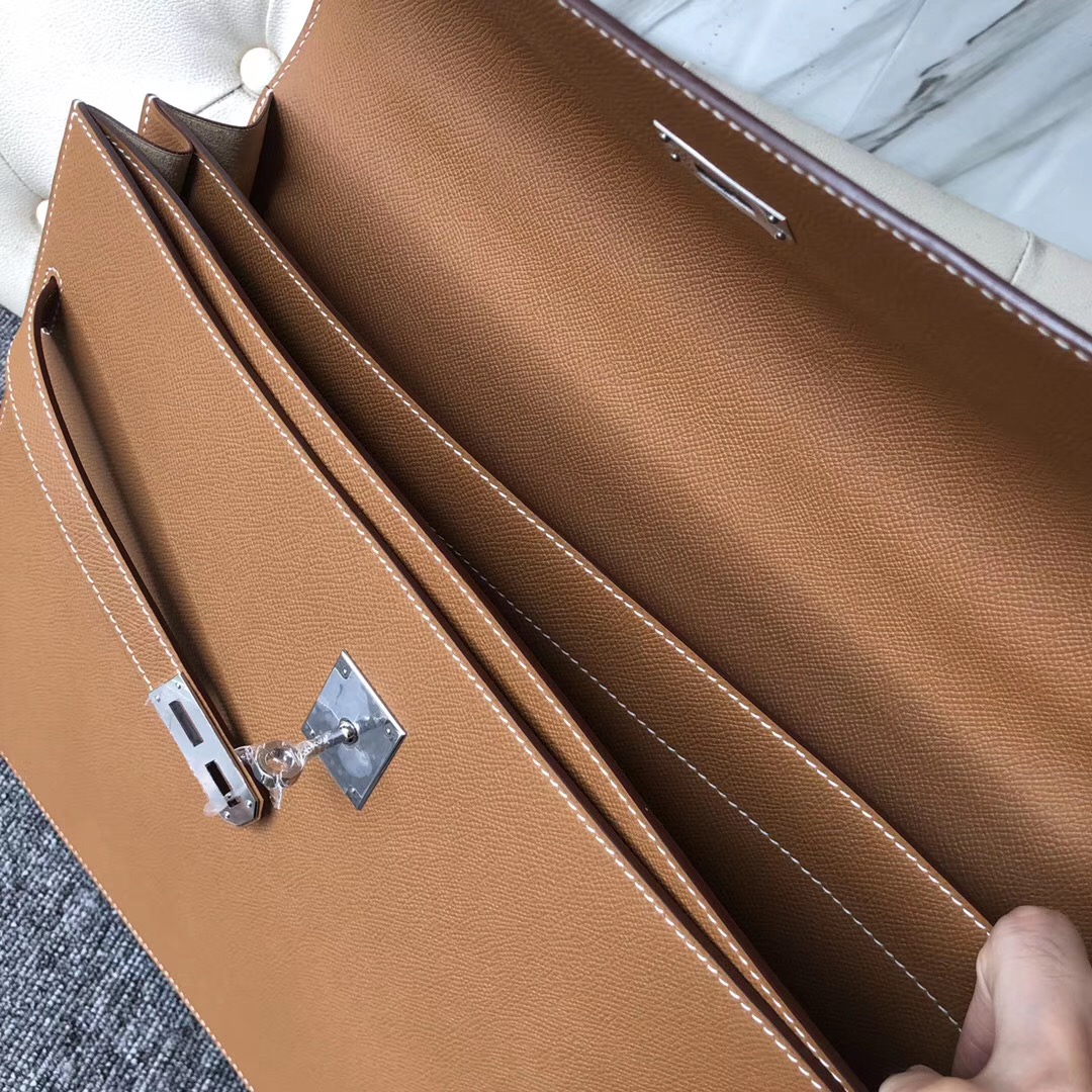 Hermes Kelly Depeches 公文包 38cm CK37 金棕色 Gold Epsom 皮