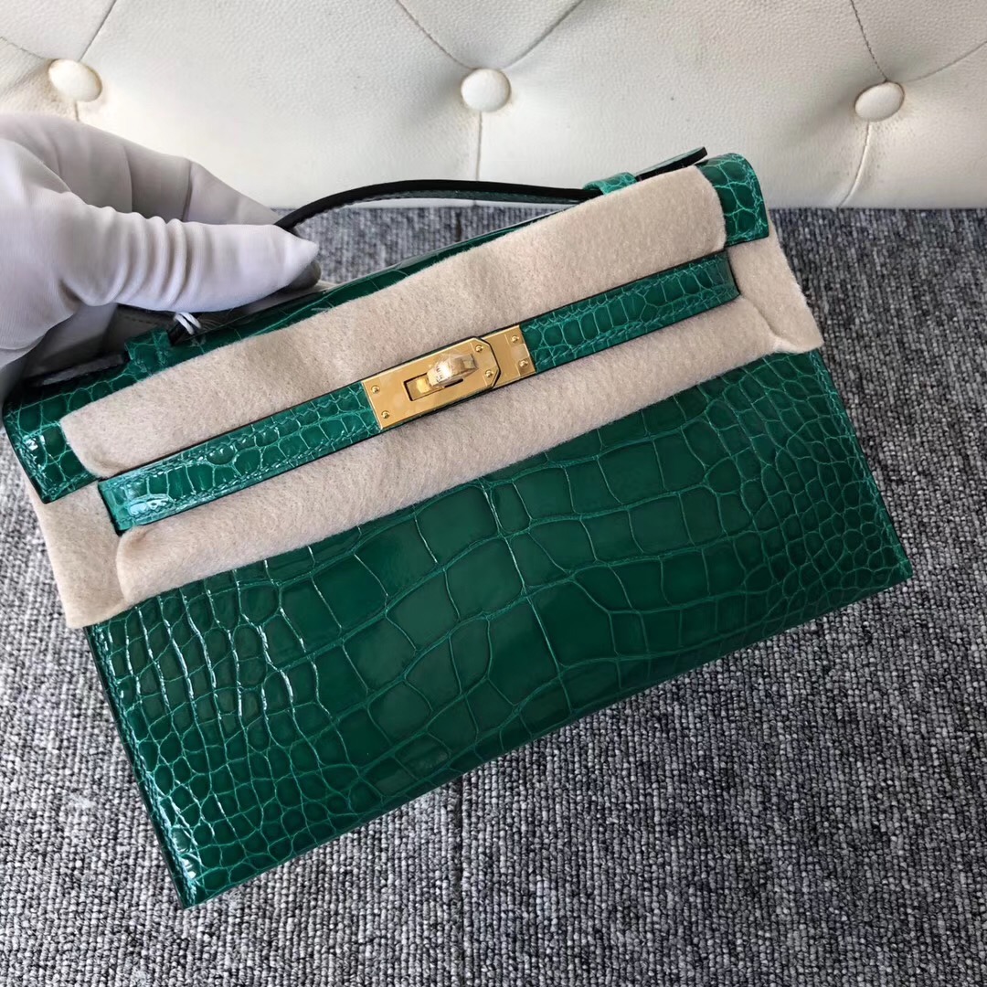 臺灣桃園愛馬仕迷妳凱莉Hermes MiniKelly pochette 6Q 翡翠綠 Vert emeraude