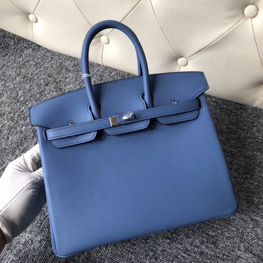 Hong Kong Hermes Birkin 25cm 2T Blue Paradise 天堂藍 Swift calfskin