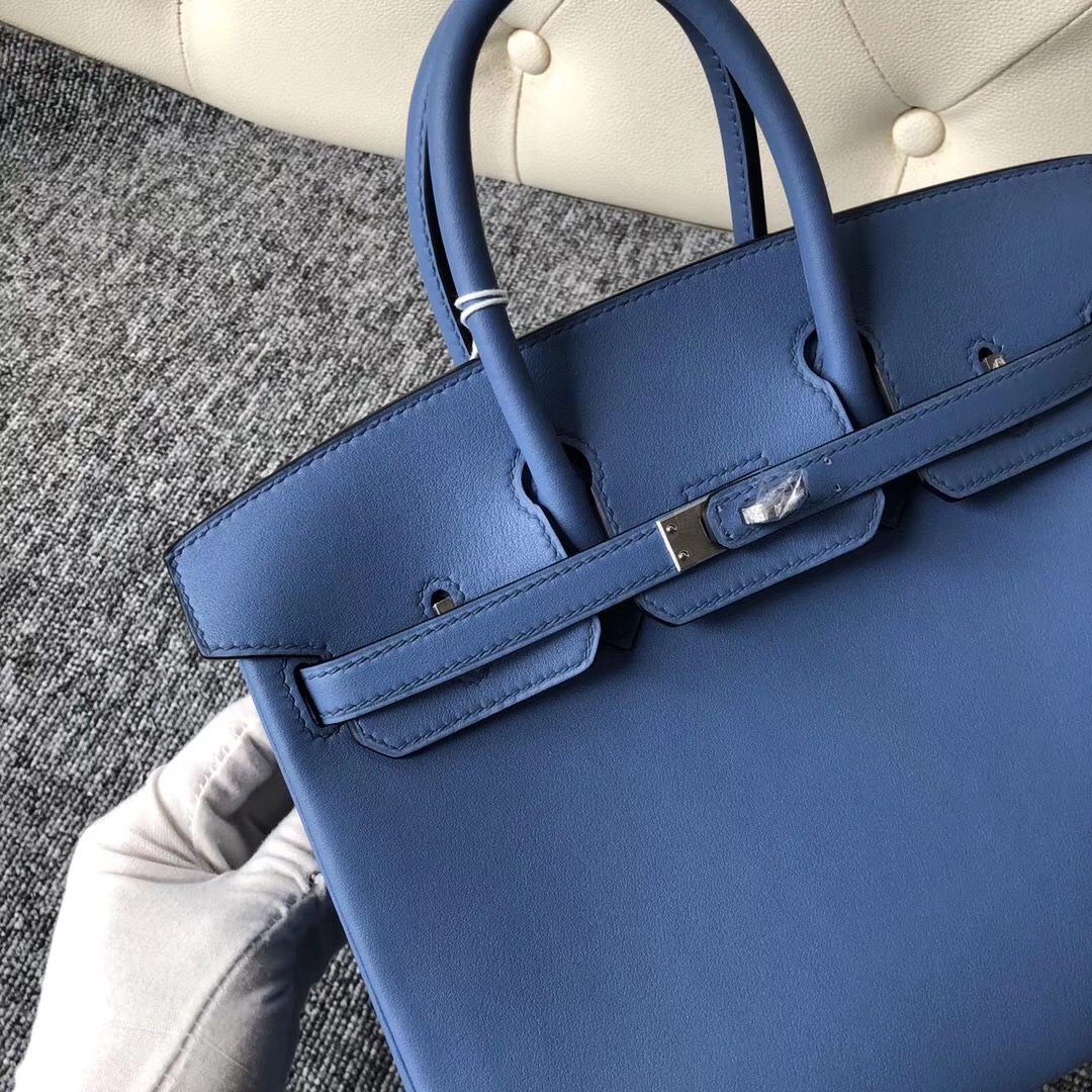 Hong Kong Hermes Birkin 25cm 2T Blue Paradise 天堂藍 Swift calfskin