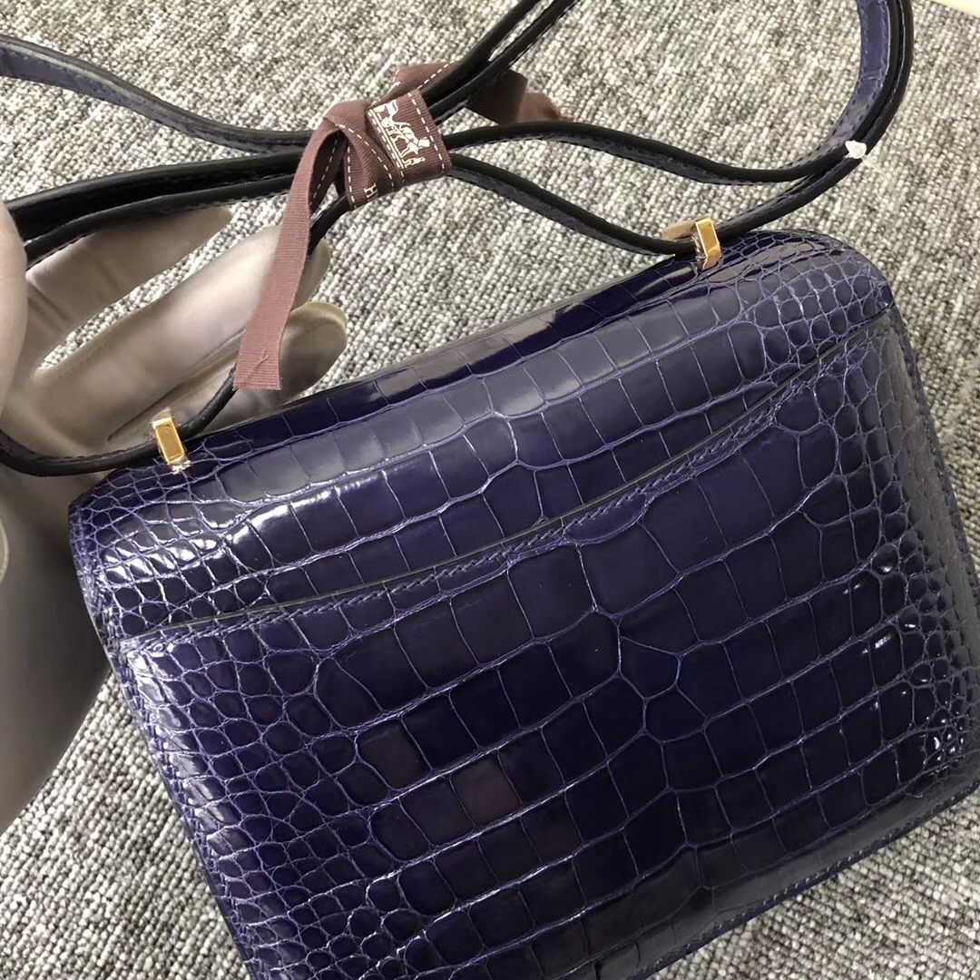 South Korea Hermes Constance 19cm alligator crocodile 7E明藍色 Blue Brighton