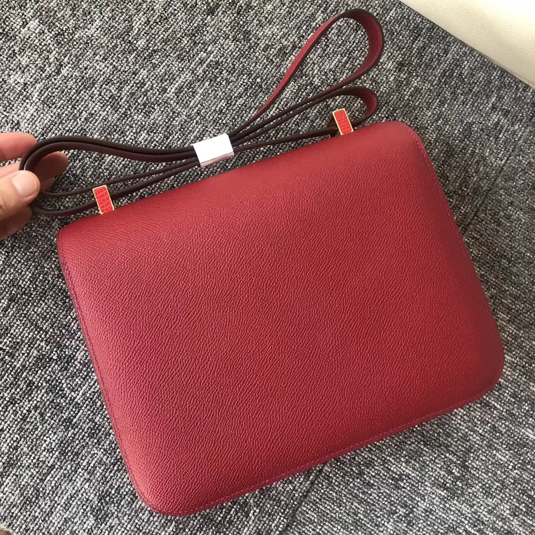 South Korea Hermes Constance 24cm K1石榴紅 Rouge grenat 拼 蜥蜴扣