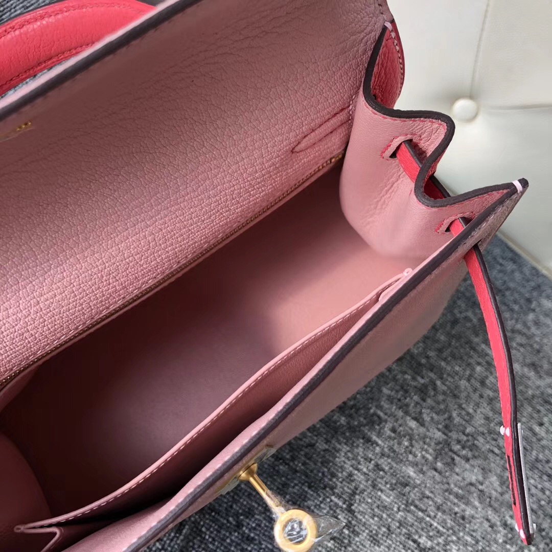 USA Hermes Kelly 25cm HSS 3Q Rose Sakura新櫻花粉 /U5 RoseLipstick 唇膏粉色