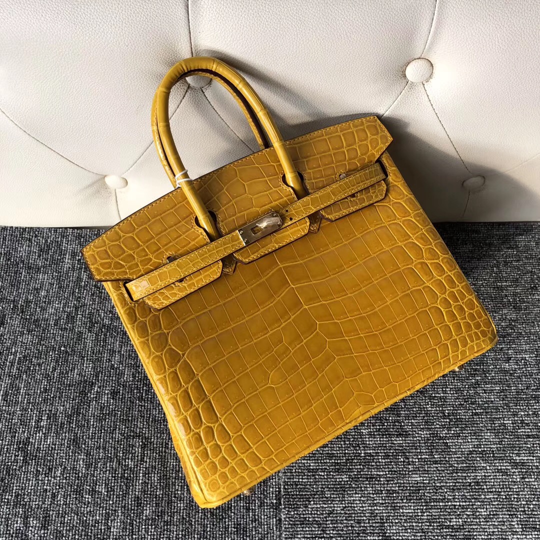 Taiwan Hermes Birkin 25cm 尼羅鱷 Shiny nilo crocodile 9D琥珀黃 Amber