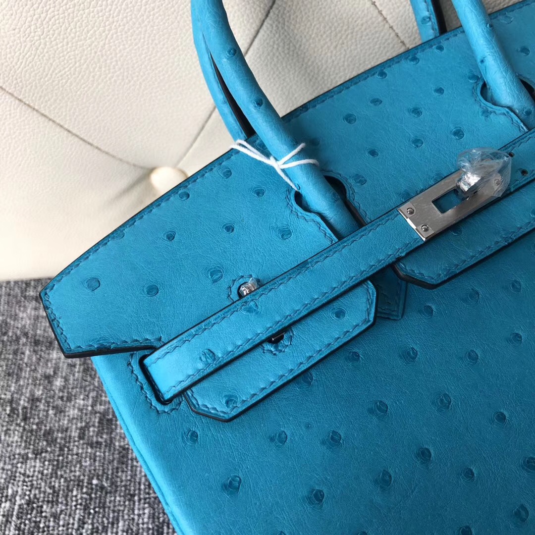 澳洲愛馬仕包包定制 Australia Hermes Birkin 25cm 7B Turquoise 松石藍 Ostrich