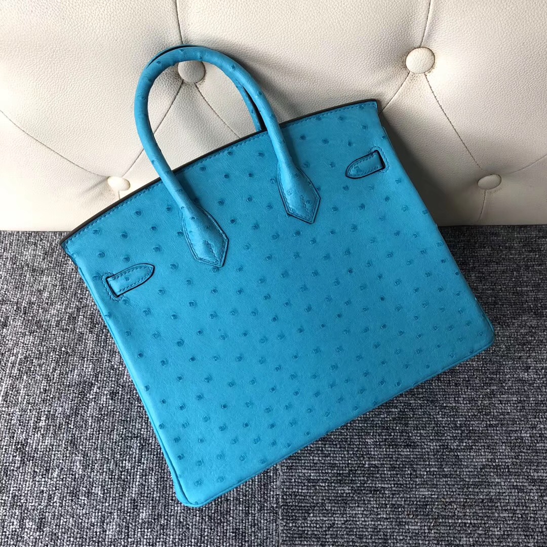 澳洲愛馬仕包包定制 Australia Hermes Birkin 25cm 7B Turquoise 松石藍 Ostrich