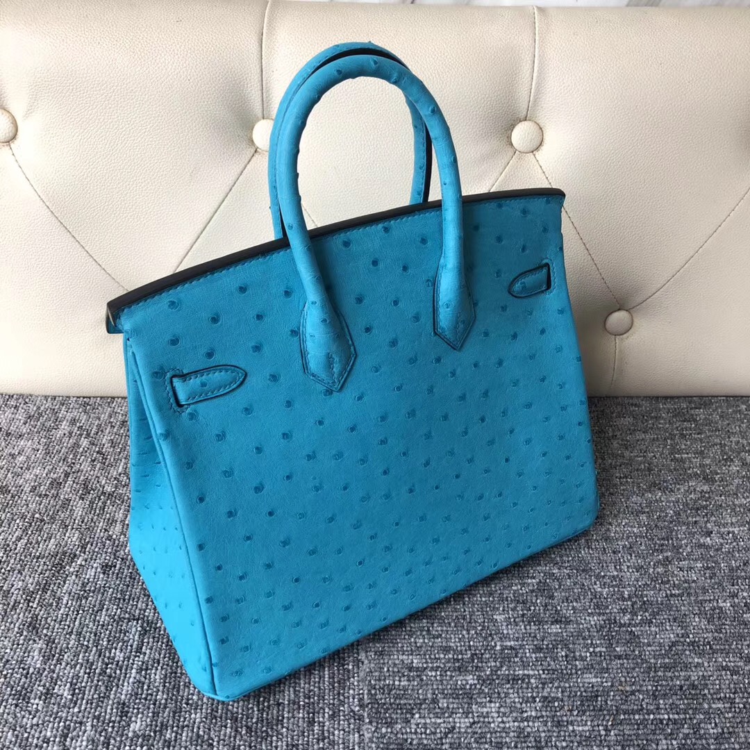 澳洲愛馬仕包包定制 Australia Hermes Birkin 25cm 7B Turquoise 松石藍 Ostrich