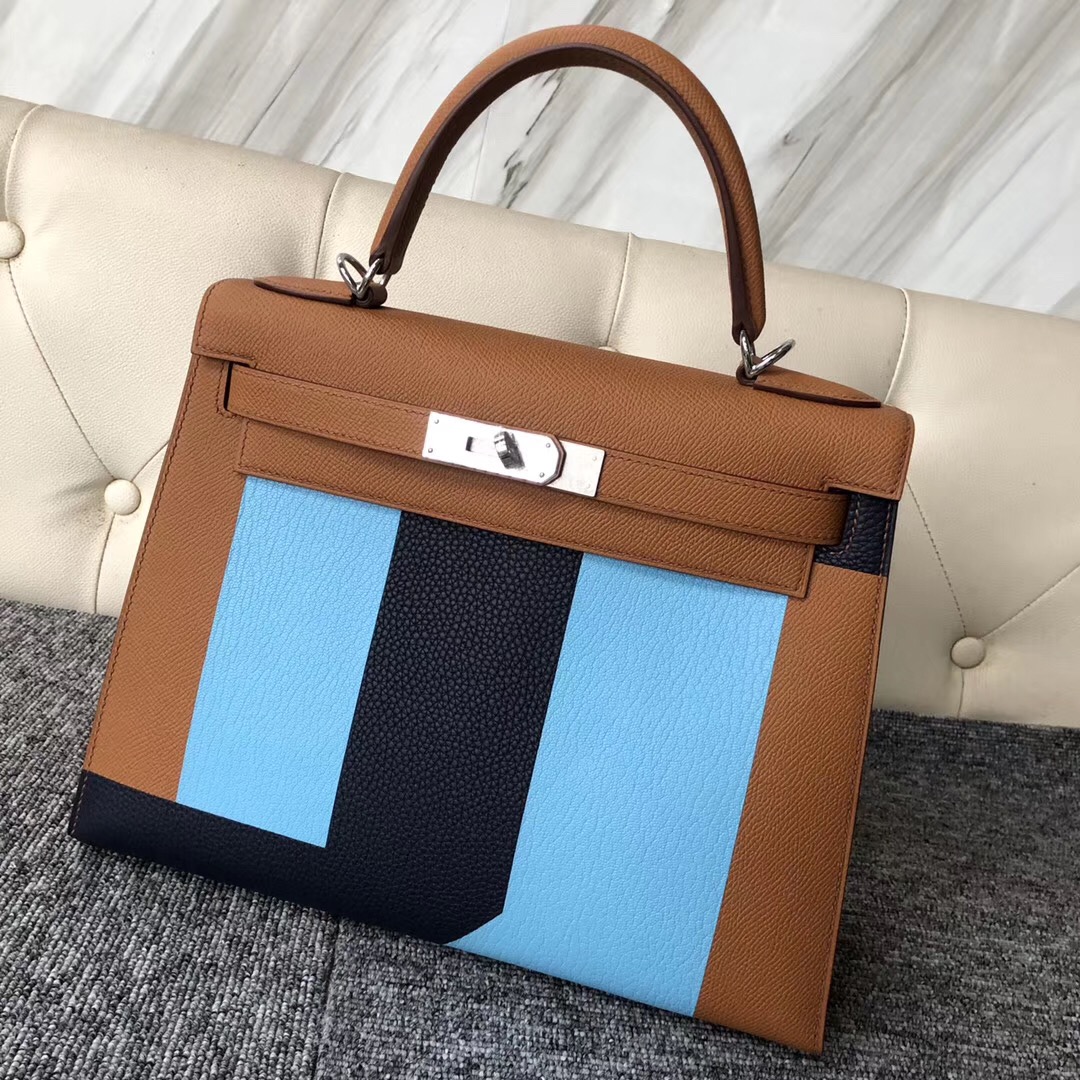 加拿大愛馬仕凱莉包價格 Hermes Kelly 28cm 字母包 CK37 N7糖果藍 CK73寶石藍