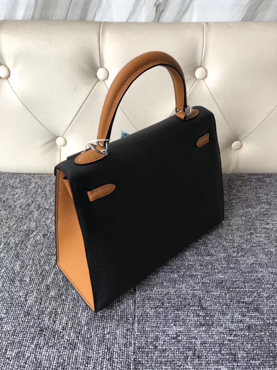 愛馬仕外縫凱莉包 Hermes HSS Kelly 25cm CK89 Noir/1H toffee 太妃糖