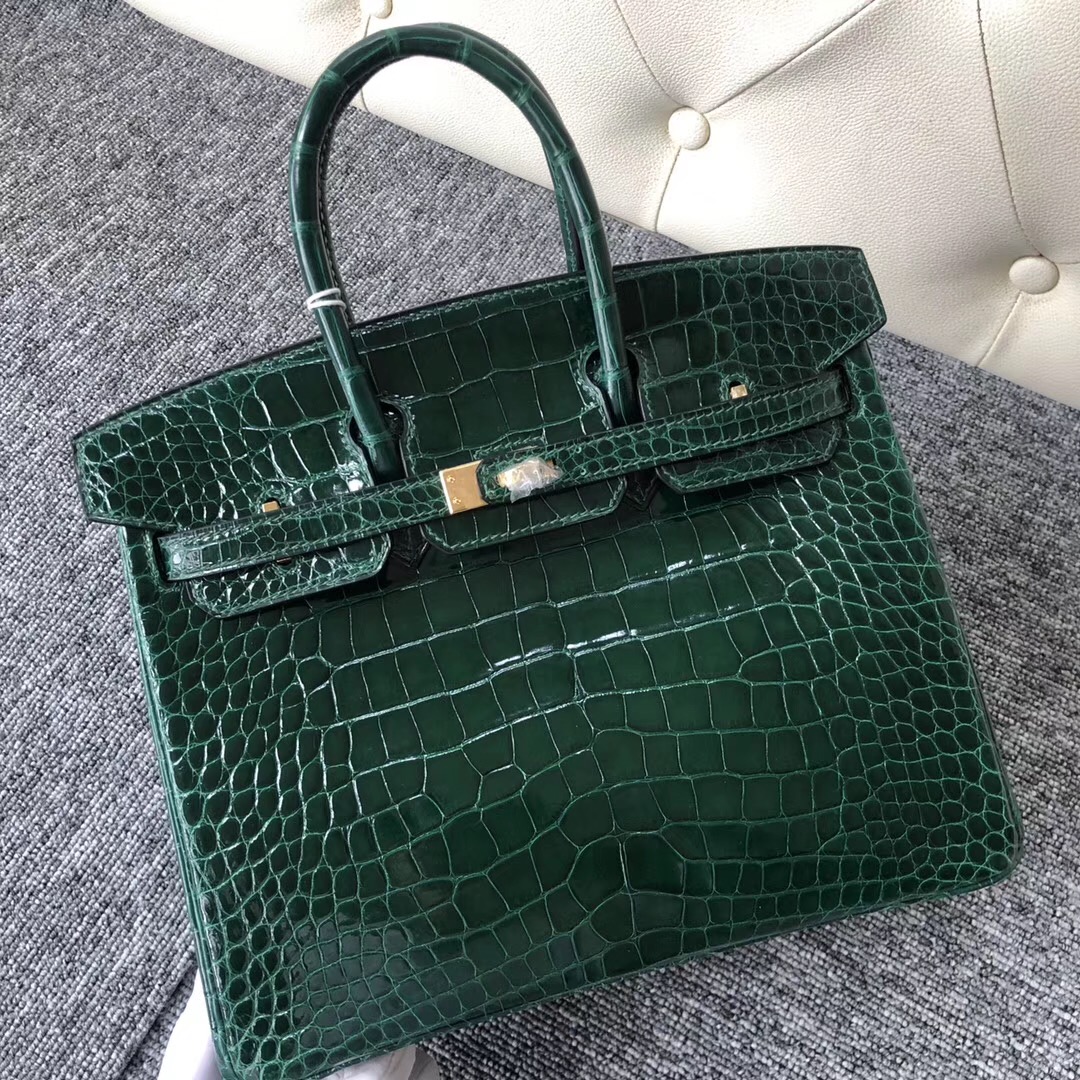 Republic of Korea Hermes Birkin 25cm CK67 Vert Fonce American Crocodile