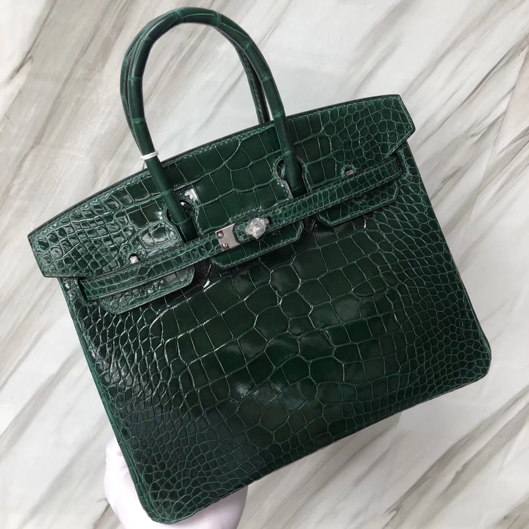 South Korea Hermes Birkin 25cm alligator crocodile CK67 Vert Fonce