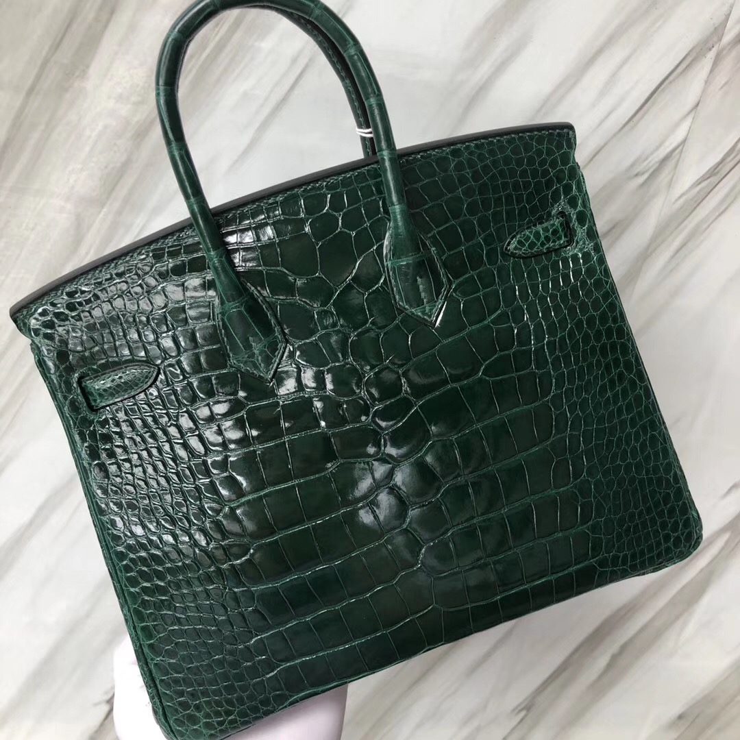 South Korea Hermes Birkin 25cm alligator crocodile CK67 Vert Fonce