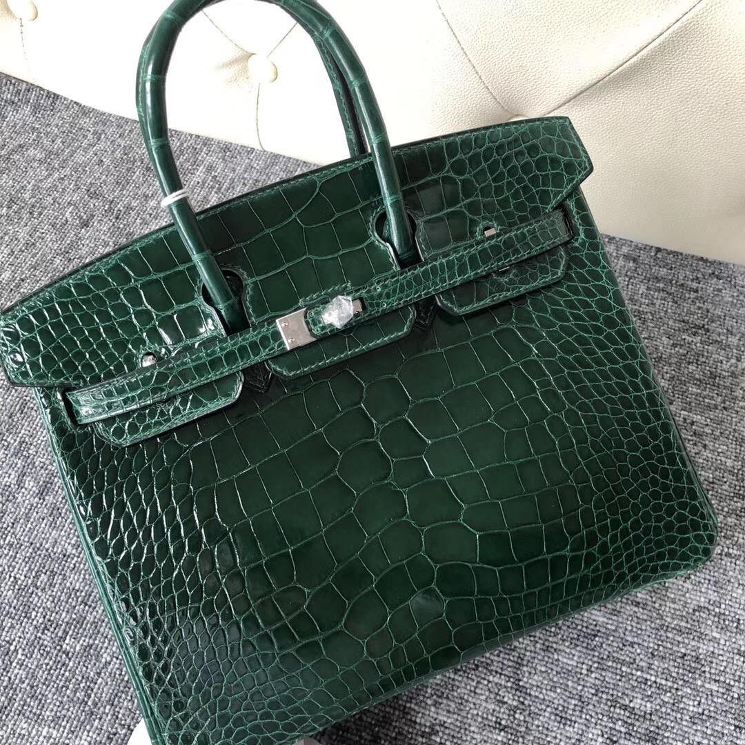 South Korea Hermes Birkin 25cm alligator crocodile CK67 Vert Fonce