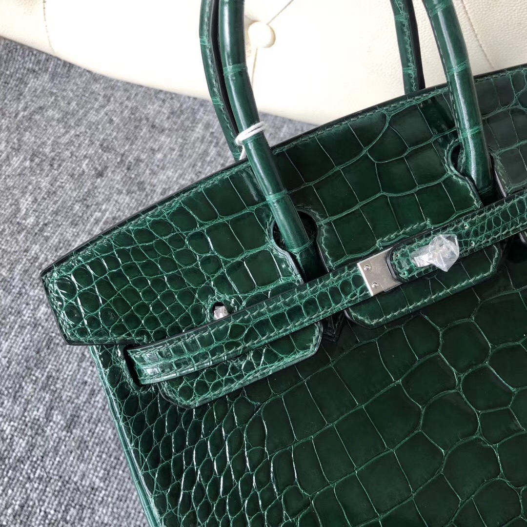 South Korea Hermes Birkin 25cm alligator crocodile CK67 Vert Fonce