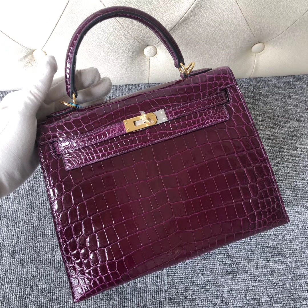 Singapore Hermes Kelly 25cm 59 Raisin 葡萄紫 尼羅鱷 Shiny nilo crocodile