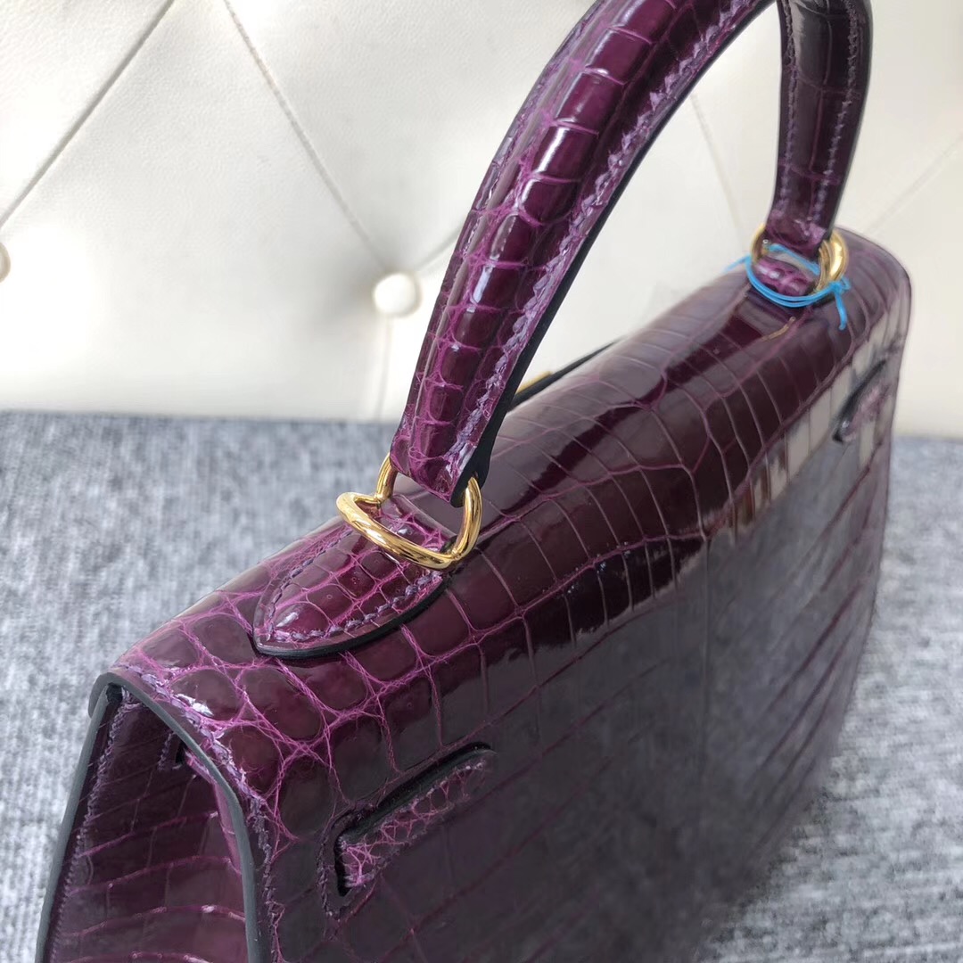 Singapore Hermes Kelly 25cm 59 Raisin 葡萄紫 尼羅鱷 Shiny nilo crocodile