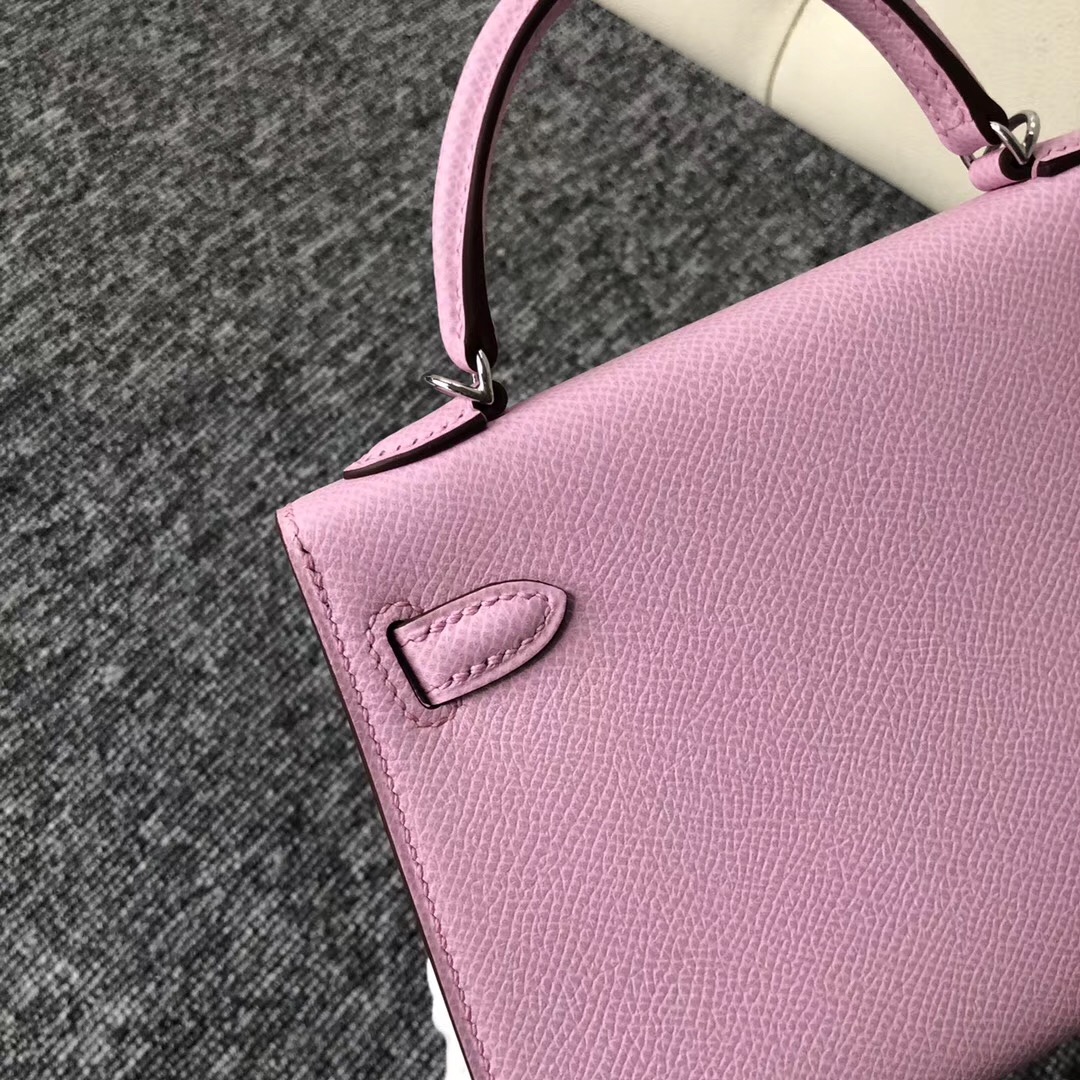 Canada Hermes kelly mini 2代 Epsom X9 錦葵紫 Mauve Sylvestre 銀扣