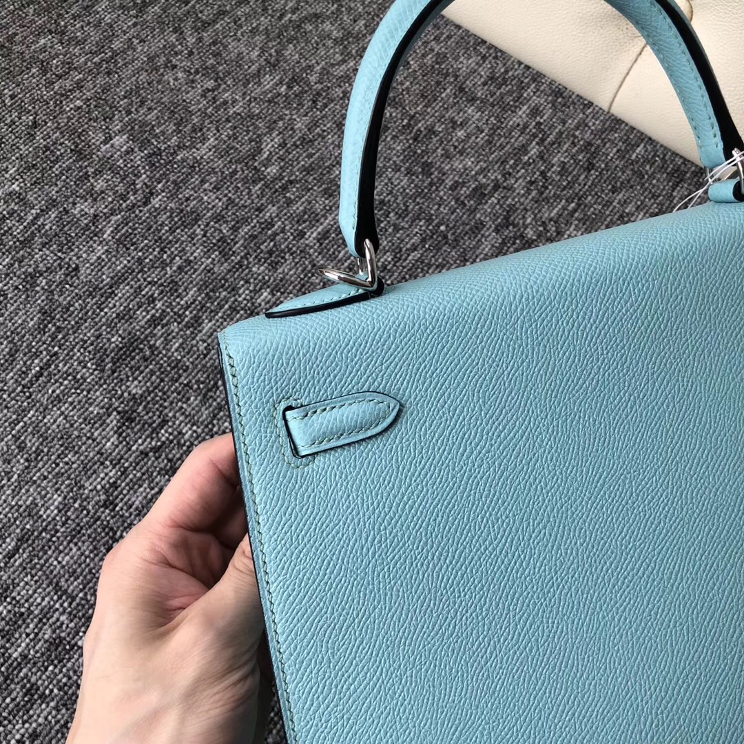 愛馬仕悉尼旗艦店 Hermes Kelly 25cm Epsom 3P Blue Atoll馬卡龍藍