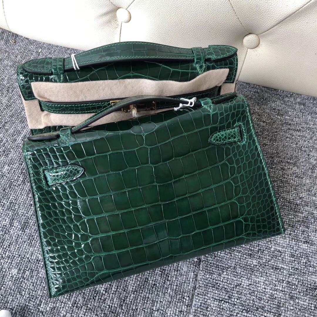 全球奢侈時尚品牌愛馬仕(Hermes)旗艦店 MiniKelly pochette CK67祖母綠 Vert Fonce