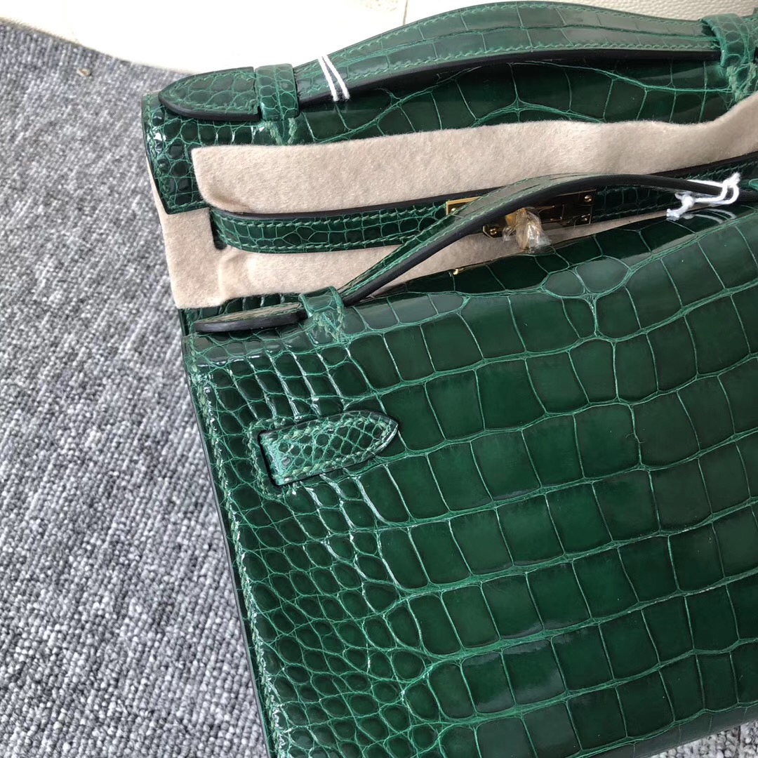 全球奢侈時尚品牌愛馬仕(Hermes)旗艦店 MiniKelly pochette CK67祖母綠 Vert Fonce