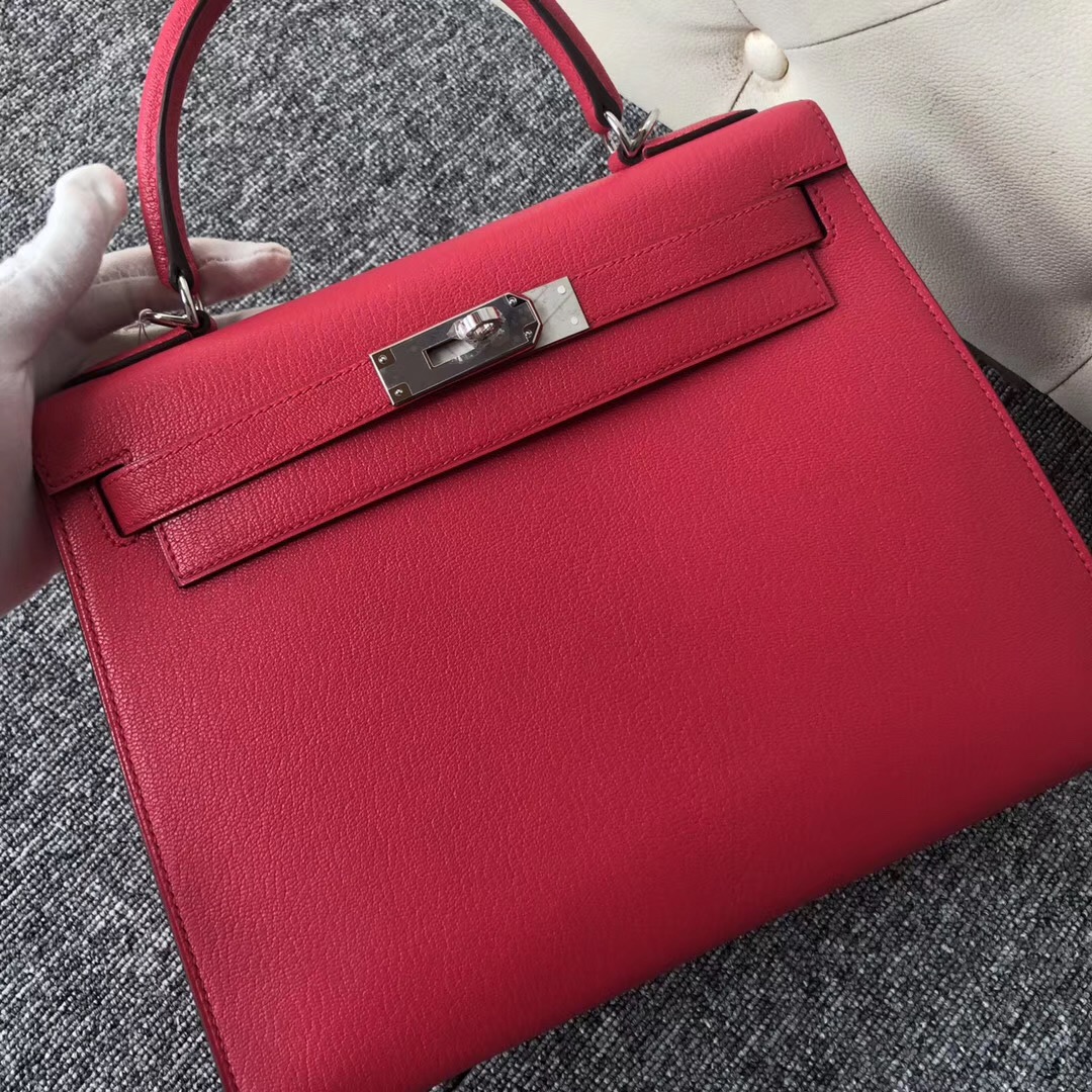 Australia Sydney Hermes Kelly 28cm Chevre I6 極致粉 Rose Extreme 銀扣