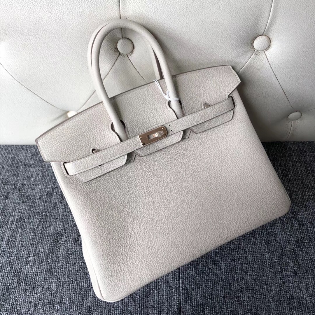 荷蘭愛馬仕鉑金包價格 Hermes Birkin 25cm CK10奶昔白 Craie 玫瑰金扣