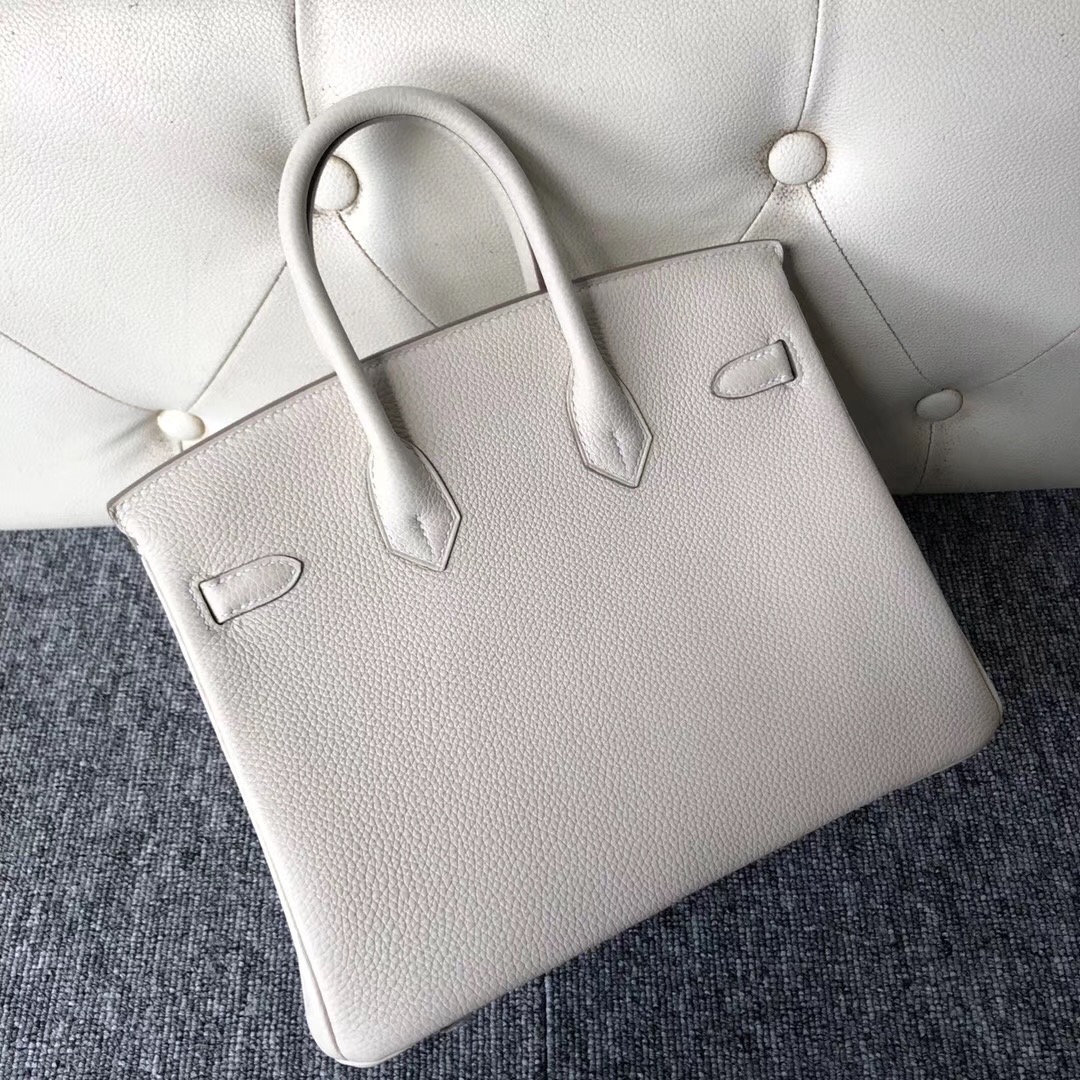 荷蘭愛馬仕鉑金包價格 Hermes Birkin 25cm CK10奶昔白 Craie 玫瑰金扣