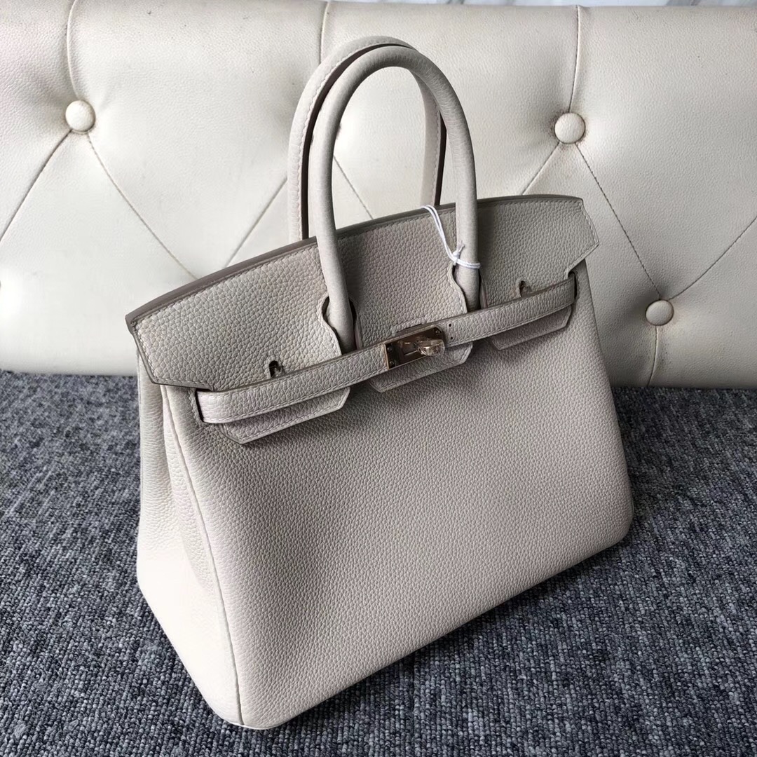 荷蘭愛馬仕鉑金包價格 Hermes Birkin 25cm CK10奶昔白 Craie 玫瑰金扣