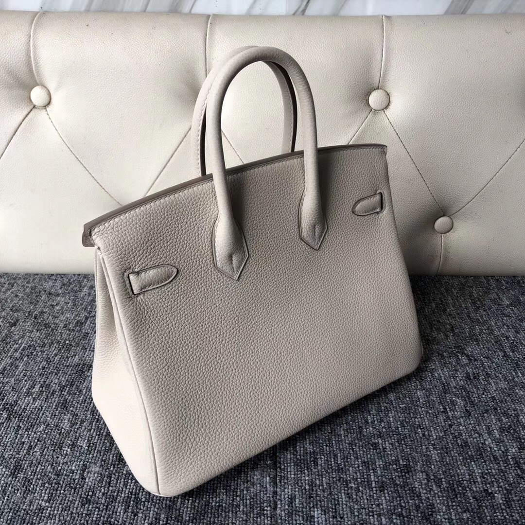 荷蘭愛馬仕鉑金包價格 Hermes Birkin 25cm CK10奶昔白 Craie 玫瑰金扣