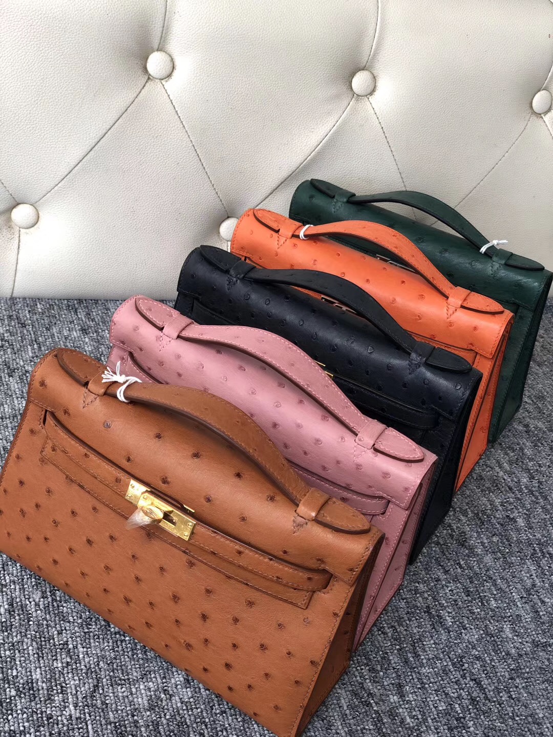 Thailand Bangkok Hermes CK93 橙色 Orange MiniKelly pochette Ostrich