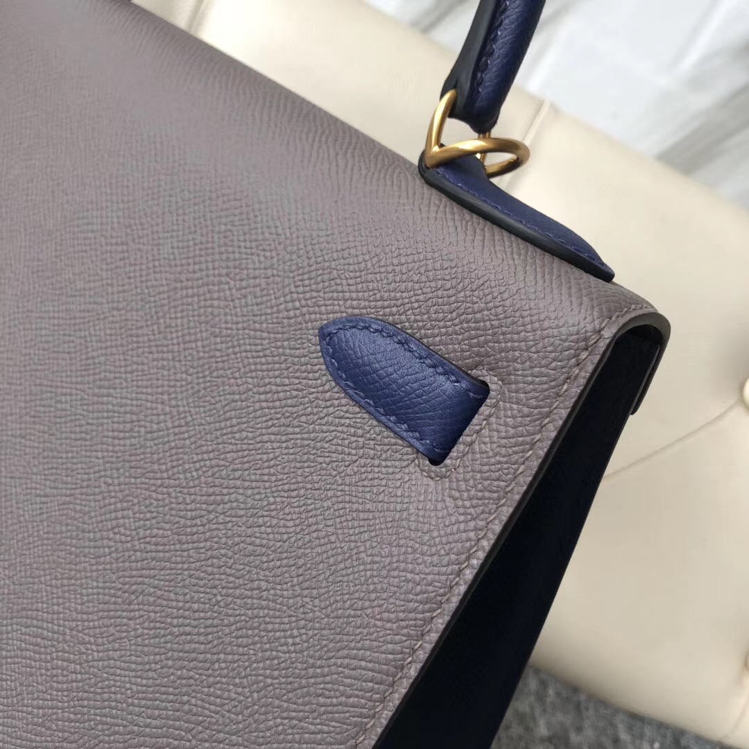 澳門永利酒店Hermes Kelly 28cm 8F Etain錫器灰 CK73 Blue sapphire寶石藍