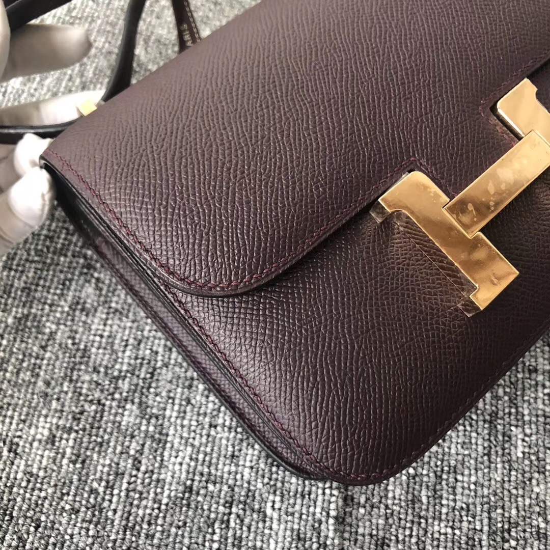 Macao Hermes Constance 19cm Epsom 59 葡萄紫 Raisin 玫瑰金扣