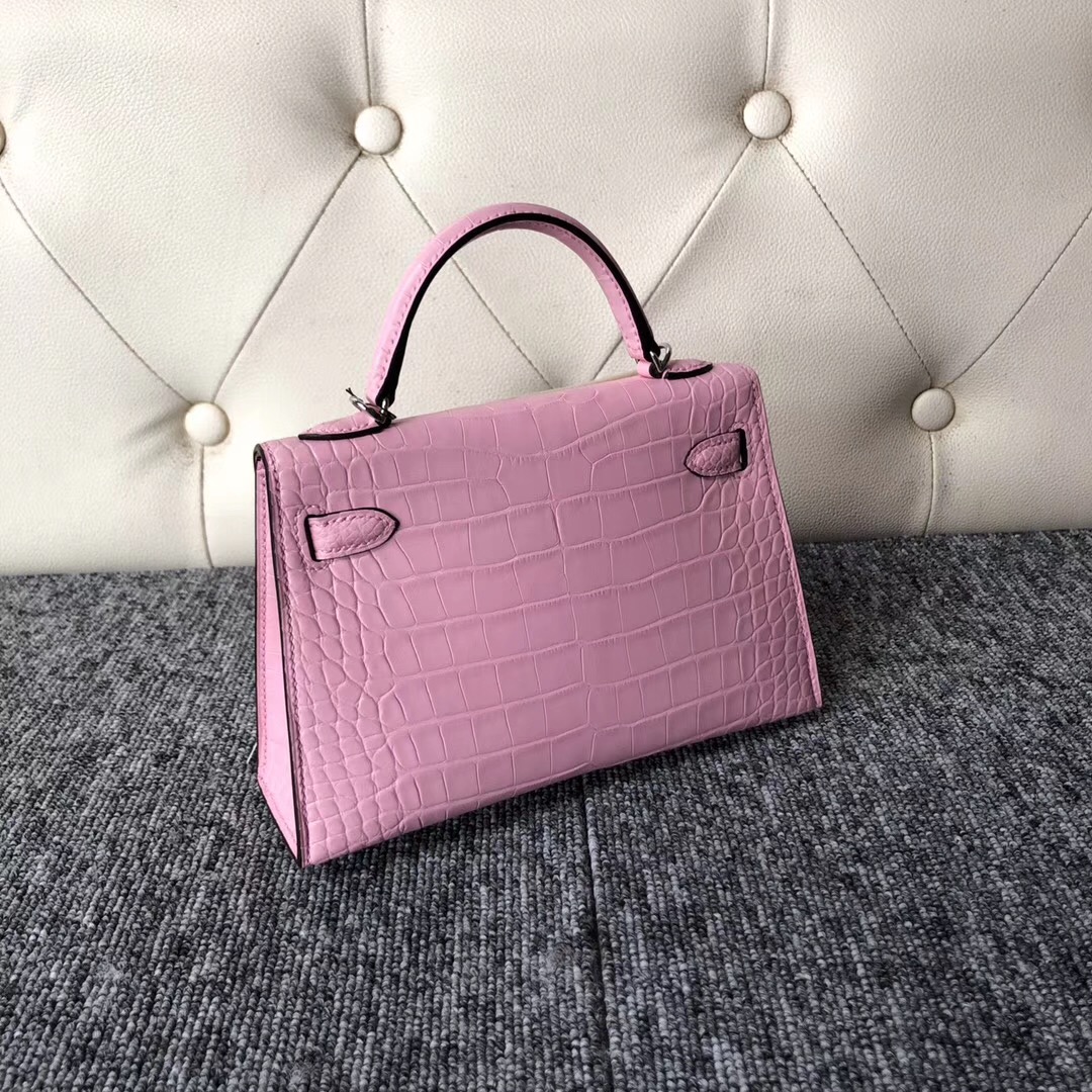 Hermes KellyMini Ⅱ 美洲鱷 5P Pink 櫻花粉 Matte alligator crocodile